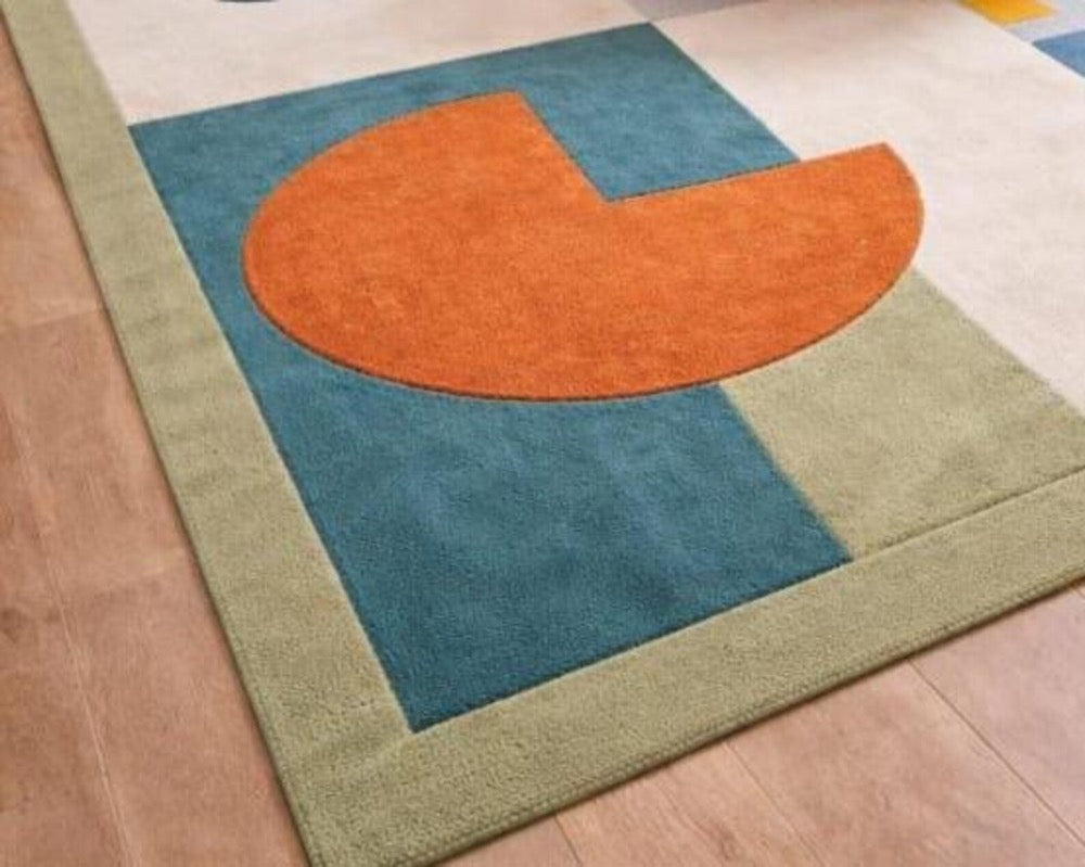 Abstract Earth Tone Area Rug, Modern Living Room Carpet